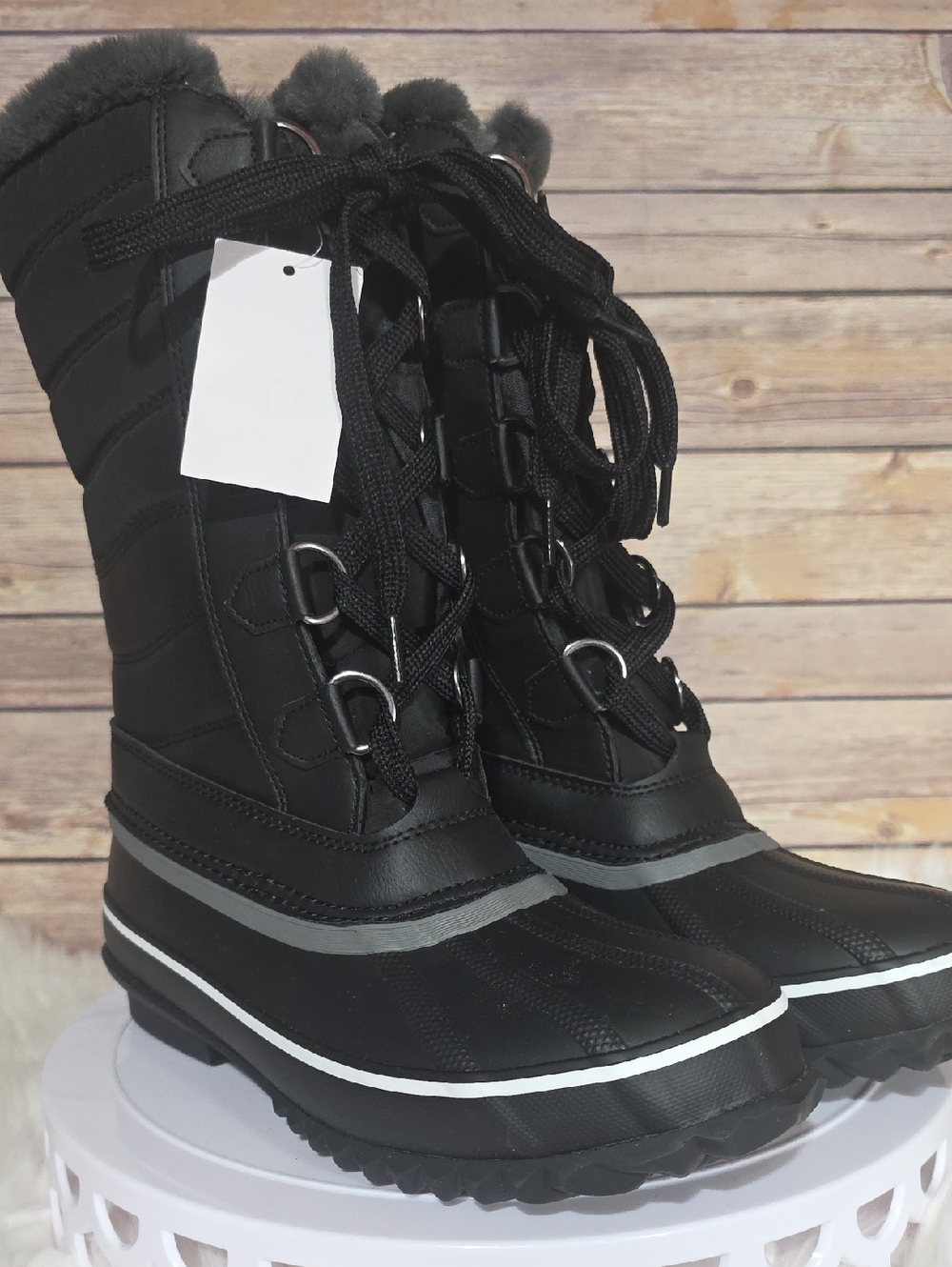 JBU Black Insulated Lace-Up Winter Boots